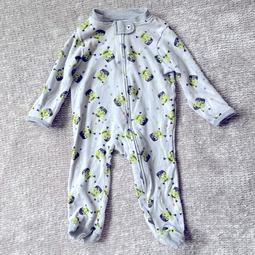 Burt’s Bees Baby Halloween Zip Sleeper Newborn Frankenstein Organic‎ Cotton